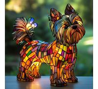 Corgi Lamp Dachshund Lamp Stained Glass,Stained Resin French Bulldog Tabletop Night Light, Dog Series Art Night Light, Vintage Animal Nightlight Home Decor (T)