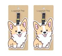 Corgi Luggage Tags for Suitcases 2-Pack Cute Silicone Luggage Tag with Name ID Card Funny Suitcase Label