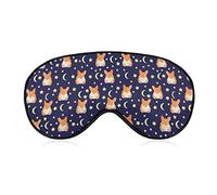 Corgi Lying with Moons and Stars Sleep Eye Mask Soft Sleep Cover Blindfold Sleeping Mask Cover for Sleep Travel
