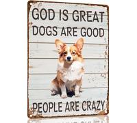 Corgi Metal Sign God is Great Dogs Are Good Metal Tin Sign Funny Welcome Signs Vintage Wall Decor For Bar Pub Club 8x12 Inch