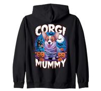 Corgi Mummy Scary Halloween Costume Dog Owner Welsh Corgi Zip Hoodie