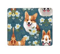 Corgi On Blue Background Printed Comfortable Mouse Padâ€“Non-Slip PU Leather Base, Smooth & Modern Design for Office, HomeUse7 x 8.6 in