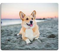 Corgi on The Beach Gaming Mouse Mat, Square Waterproof Non-Slip Rubber Base Mouse Pad for Office, Home, Laptop, Travel,11.8"x9.8"