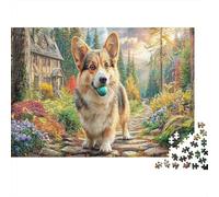 Corgi on Treadmill Jigsaw Puzzles Corgi in Vibrant Flowers Puzzle Impossible Hard Difficult Challenging Fun Present 38x26cm/1000pcs