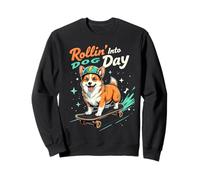 Corgi on Wheels Summer Fun Active Dog graphic Sweatshirt
