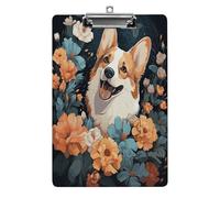 Corgi Pattern Clipboard Colorful Sturdy Acrylic Clipboard Decorative Clip Board with Metal Clip Cute Plastic Clipboards A4 for Nurses Office（Standard Size 8.5" X 12.5"）