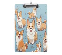 Corgi Pattern Corgi Pattern Clipboard Colorful Sturdy Acrylic Clipboard Decorative Clip Board with Metal Clip Cute Plastic Clipboards A4 for Nurses Office（Standard Size 8.5" X 12.5"）