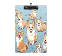 Corgi Pattern Corgi Pattern Clipboard Colorful Sturdy Acrylic Clipboard Decorative Clip Board with Metal Clip Cute Plastic Clipboards A4 for Nurses Office（Standard Size 8.5" X 12.5"）
