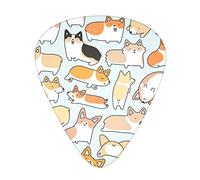 Corgi Pattern Guitar Picks 12 Pcs Classical Triangle Guitar Plectrums Includes Thin, Medium & Heavy Gauges 3 Sizes for Bass Electric Acoustic Guitars Ukulele with Organizer Storage Box