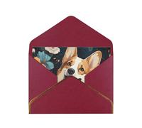 Corgi Pattern Luxury Pearl Paper Greeting Card With Gold Border, Blank Inside, With Envelope - Birthday, Wedding, Christmas, Valentine
