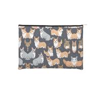 Corgi Pattern Portable Dupont Paper Toiletry Bag â€“ Lightweight Multi-Purpose Pencil & Cosmetic Bag with Full-Print Design for Travel, School & Daily Use