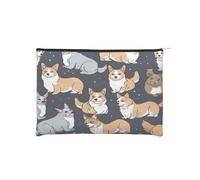 Corgi Pattern Reusable Paper Cosmetic Bag Waterproof & Lightweight for Travel, School & Daily Use Full-Print Design Women, Students, Eco-Conscious