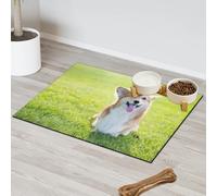 Corgi Pet Feeding Mat for Cat Dog Water Bowl Food Mats Cute Corgi Dog Pet Feeding Mats Absorbent Nti-Slip Contain Spills Protects Floors Placemat 40.6 x 60.9 cm