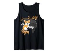 Corgi Playing Piano Dog Owner Pet Animal Puppy Lover Tank Top