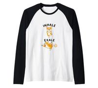 Corgi Practicing Yoga Inhale - exale DIGOR Funny Raglan Baseball Tee