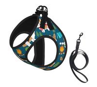 Corgi Print Adjustable Harness Leash Set For Cats And Dogs, Soft Breathable Kitten Puppy Mesh Vest With Reflective Design, Escape-Proof Lead For Small Pets Walking Training