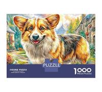 Corgi Puppy 1000 Piece Jigsaw Puzzle for Kids And Adults Corgi in Colorful Blooms Brainteasing Jigsaws Challenge Games Fun Present & Activity 52x38cm/1000pcs
