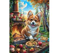 Corgi Puppy at Cozy Fireplace 1000 Piece Jigsaw Puzzle for Adults Teens Study Break Relaxation Brain Exercise Colourful Design Great Gift for Students 1000 PCS