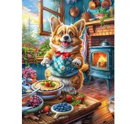 Corgi Puppy Baking at Home 300 Pieces Set Classic Jigsaw Puzzle Mitos Fantástico Cuento De Hadas Teen Fans 14-18 Yrs Brain Training Logic Skill Leisure Adventure Valentines Recycled Cardboard 300 PC