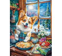 Corgi Puppy in Cozy Kitchen 300 Piece Jigsaw Puzzle for Adults Date Night Activity Couple Bonding Beautiful Design Ideal Anniversary Present 300 PCS