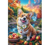 Corgi Puppy with Apple Basket 1000 Piece Pack DIY Jigsaw Puzzle Mitos Fantástico Cuento De Hadas Collectors Cognitive Development Educational Decorative Puzzle Gifts for Adults High-grade Cardboard 1