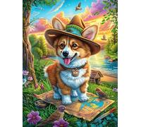 Corgi Puppy with Cowboy Hat 1000 Pieces Jigsaw Puzzles For Men Educational Decompression Adults Anxiety Memory Care Mothers Valentines Cardboard 1000 PCS