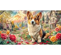 Corgi-Puppy-with-Heart-Balloons 1000 Piece Puzzle Game Recycled Paper Educational Game Challenge Fun and Challenging Family Game Great Gift Idea for Women, Gifts for Men 38x26/1000pcs