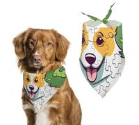 Corgi Puzzle Dog Bandana Triangle Dog Scarf Washable Polyester Dog Bibs Cute Pet Bandana for Medium Large Dogs Puppy and Cats