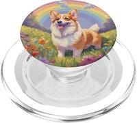 Corgi Rainbow Bridge Cute Colorful Dog Memorial Painting PopSockets PopGrip for MagSafe