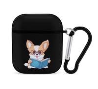 Corgi Reading Book Earphone Case Cover Compatible with AirPods 1&2 Shockproof Bluetooth Headset Case Black-style
