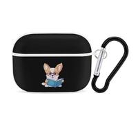 Corgi Reading Book Headphone Protective Case with Keychain Cute Earphone Case Compatible for Airpods Pro