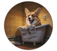 Corgi Reading Newspaper Jigsaw Puzzles for Adults 1000 Piece Cardboard Puzzles for Teenager & Family Fun, 1000pcs (67.5x67.5cm)