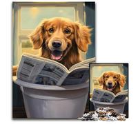 Corgi Reading Newspaper Jigsaw Puzzles for Adults 1000 Piece Wooden Puzzles Challenging Brain Teaser for Teenagers, Family Fun Interactive Game 50x75CM/19.68x29.52inch