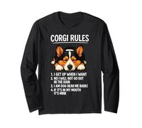 Corgi Rules Funny Dog Owner Pet Lover Cute Welsh Pup Love Long Sleeve T-Shirt