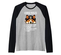 Corgi Rules Funny Dog Owner Pet Lover Cute Welsh Pup Love Raglan Baseball Tee