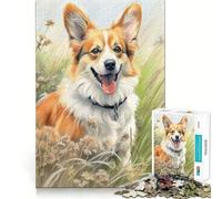 Corgi Sketch for Adults 1000 Piece Jigsaw Puzzle Brain Power, Tight Edge, Fun Challenge, Night Game (38x26cm)