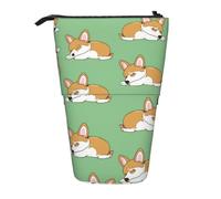 Corgi Sleeping Standing Pencil Case Cute Dog Pen Pouch Holder Telescopic Pencil Bag Pop Up Cosmetics Bag Stationery Organizer for School Office Travel