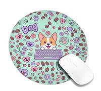 Corgi Small Mouse Pad, Playful Cute Keyboard Coffee Beans None Mint Green Round Rubber Smooth Aesthetic Mousepads Idea for Home Office Desk Laptop Gamers Gift Round 8x8 Inch