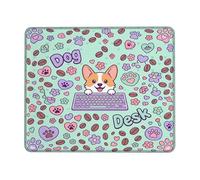 Corgi Small Mouse Pad, Playful Cute Keyboard Coffee Beans None Mint Green Square Rubber Smooth Stitched Edge Cloth Mousepad Idea for Home Office Desk Laptop Gamers Gift Square 8x10 Inch