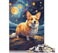 Corgi Starry Night Puzzle Jigsaws 1000 Pieces for Adults Wooden Puzzles Family Fun Jigsaws Puzzles 1000pcs (75x50cm)