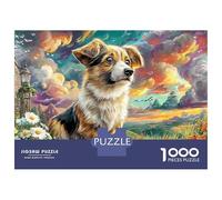 Corgi Sunset 1000 Pieces Jigsaw Puzzles Engaging Educational Games Puppy in Fantasy Forest Jigsaw Puzzle Home Decoration for Gifts 52x38cm/1000pcs