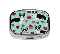 Corgi Tri Colored Dogs Dog,Meta Pill Box 2 Compartment Medicine Case,Portable Organizer