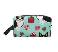 Corgi Tri Colored Dogs DogLarge Capacity Cosmetic Organizer,Travel Makeup Bag for Women