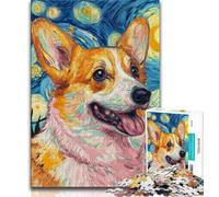 Corgi Under The Night Sky Jigsaws Puzzles 1000 Pieces for Teenagers Gifts,for Educational Game Challenge Toy Unique Home Decor And Gifts 38x26cm