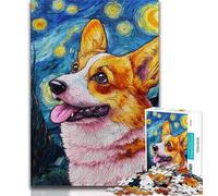 Corgi Under The Night Sky Puzzles 1000 Pieces for Teenagers,Pattern Assembly Fun at Home Activities,Birthday Present,Travel Gifts 38x26cm