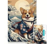 Corgi Wave Off Kanagawa 1000 Piece Puzzle For Teenagers DIY Fun, Pastime Game, Pattern Build, Classic Xmas Gift (50x75cm)