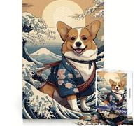 Corgi Wave Off Kanagawa 1000 Piece Puzzle For Teenagers DIY Fun, Pastime Game, Pattern Build, Classic Xmas Gift (50x75cm)