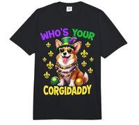 Corgi Who is Your Corgi Dad Mardi Gras Comfort Colors Adult Heavyweight T-Shirt