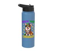 Corgi Who is Your Corgi Dad Mardi Gras Stainless Steel Insulated Water Bottle