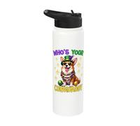 Corgi Who is Your Corgi Dad Mardi Gras Stainless Steel Insulated Water Bottle
